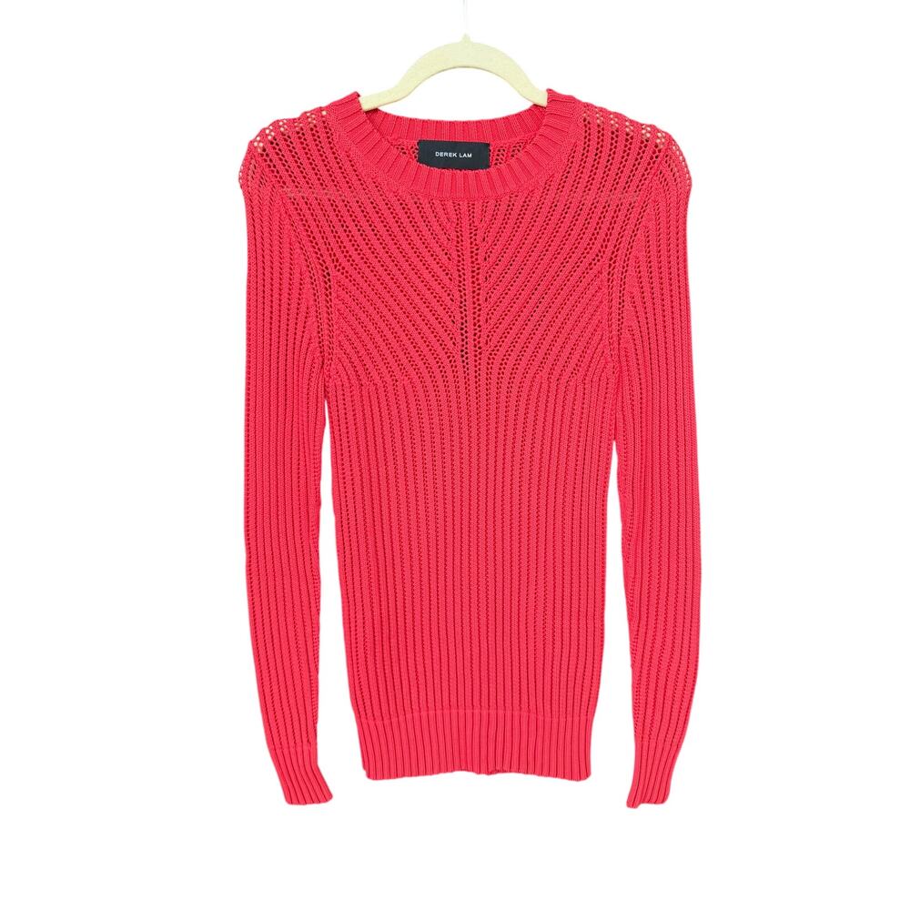 Derek Lam Open Knit Long Sleeve Sweater M Coral